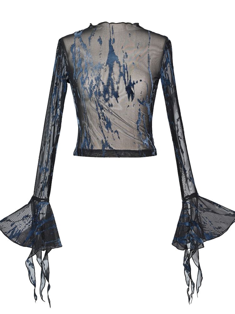 Butterfly Breast Plunge Mesh Bottom Shirt【s0000013506】
