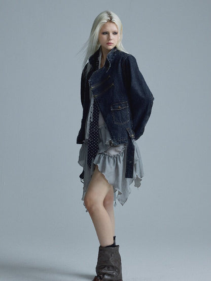 Distressed Texture Denim Jacket Top【s0000018545】