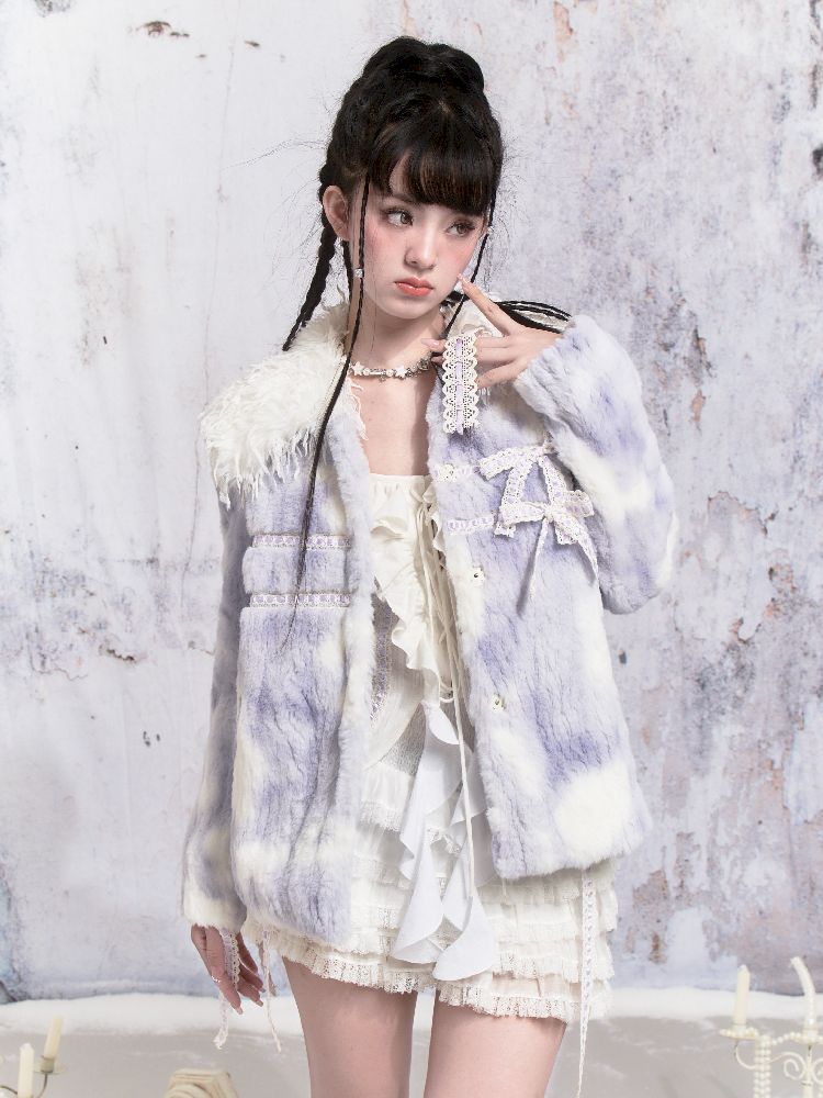 Tie-Dye Patchwork Rabbit Fur Coat【s0000005306】