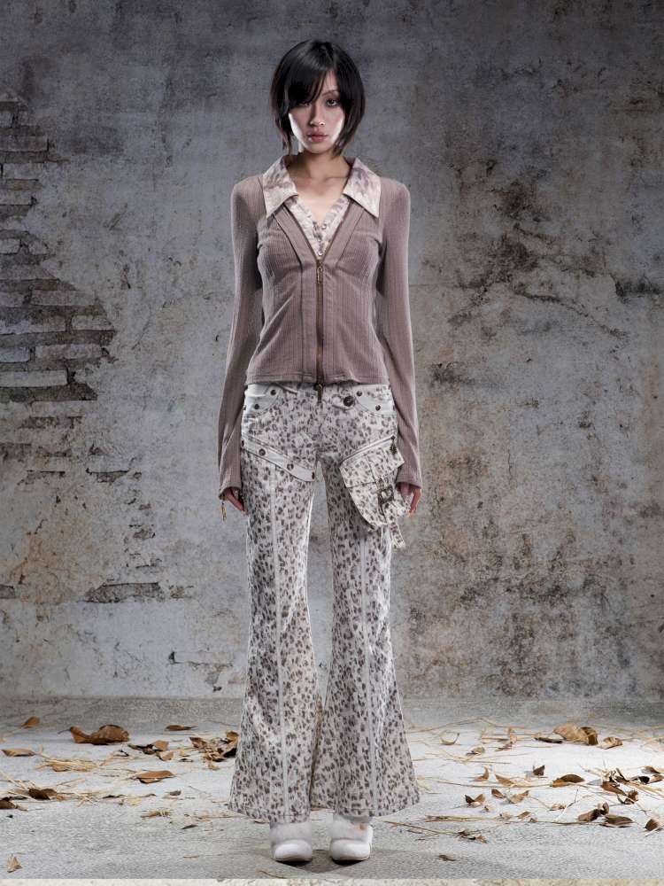 Straight-Leg Flared Low-Rise Pants【s0000014487】