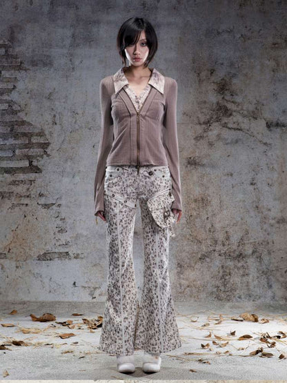 Straight-Leg Flared Low-Rise Pants【s0000014487】