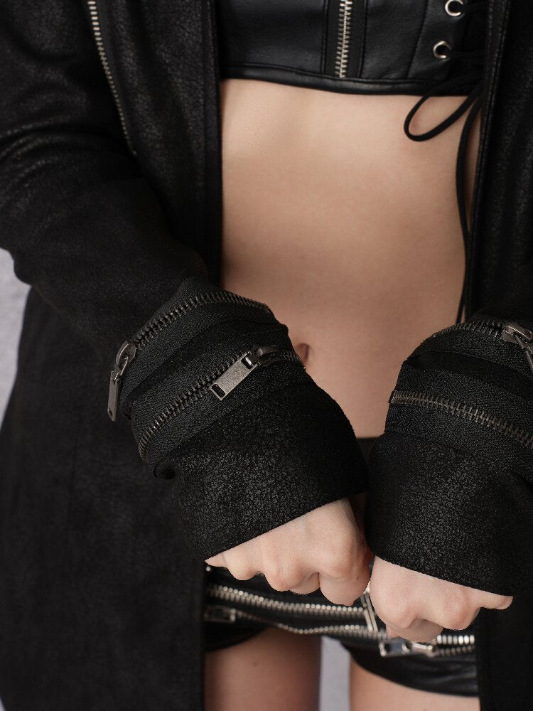 Dark Suede Foil Hooded Cardigan【s0000019099】