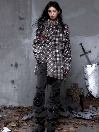 Rock Rebel Punk Check Shirt Jacket【s0000014656】