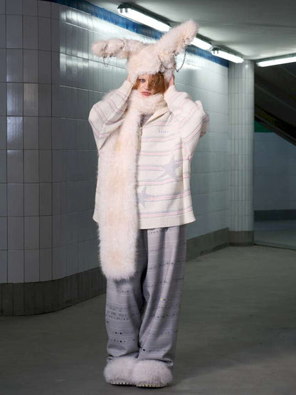 Long Hair Contrast Patch Hat Scarf【s0000014639】