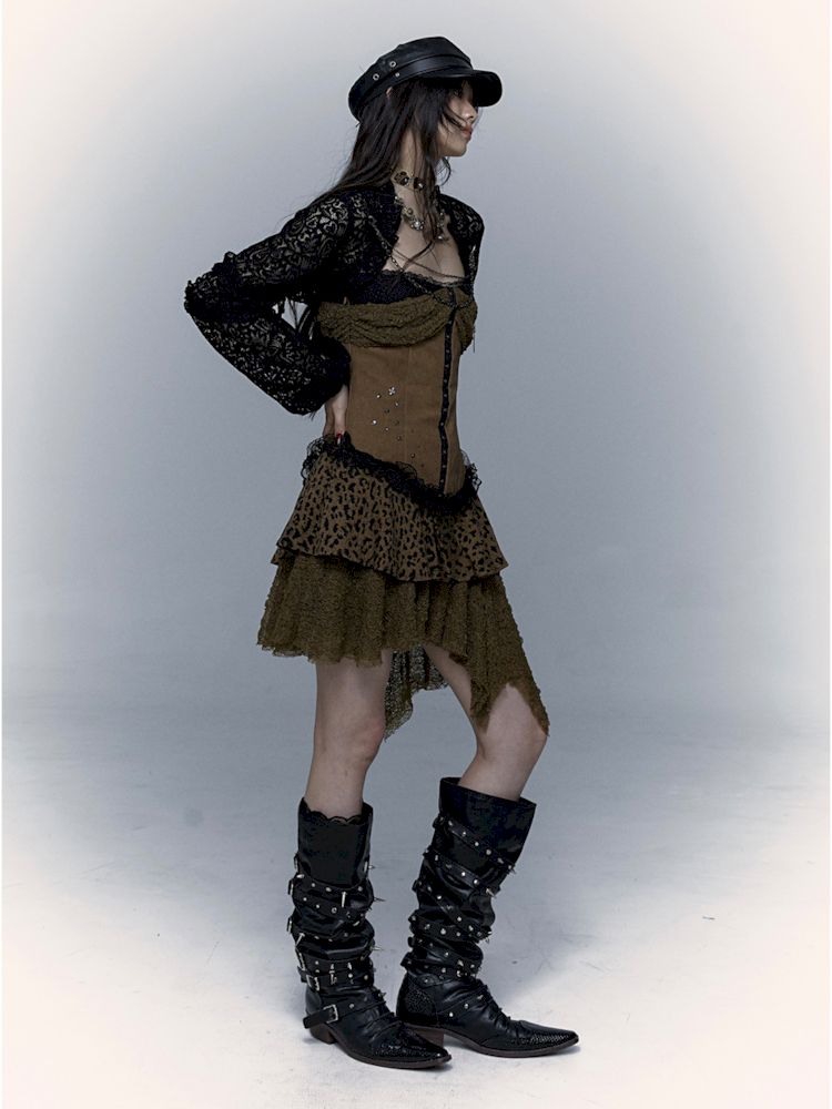 Lantern Sleeve Shoulder Lace Ultra Short Blouse【s0000009003】