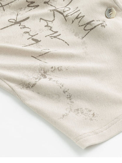 Mottled Graffiti Pleated Knit Top【s0000015552】