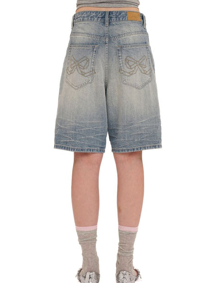 Embroidery Cat Whiskers Vintage Denim Trousers【s0000013445】