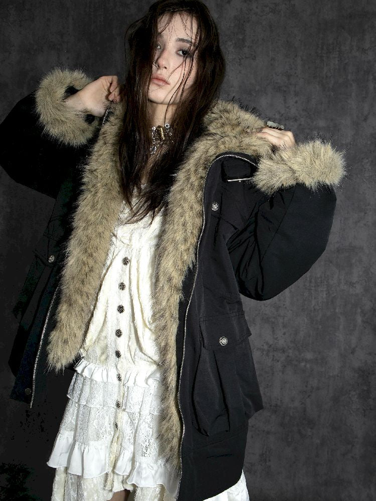 Fur Collar Mid-length Parka【s0000011266】