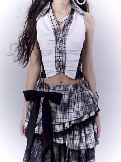 Plaid model splicing shirt【s0000012374】