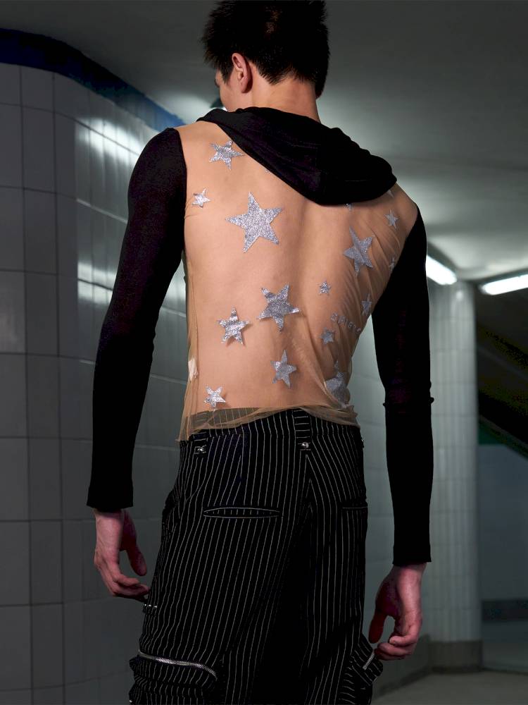 Mesh-Panel Long-Sleeve Top【s0000014416】