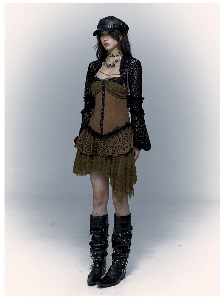 Lantern Sleeve Shoulder Lace Ultra Short Blouse【s0000009003】