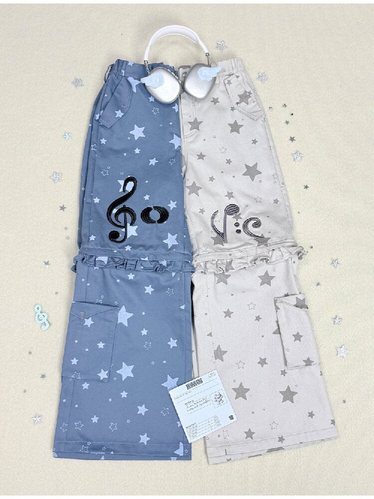 Embroidery Star Wide Leg Pants【s0000017129】