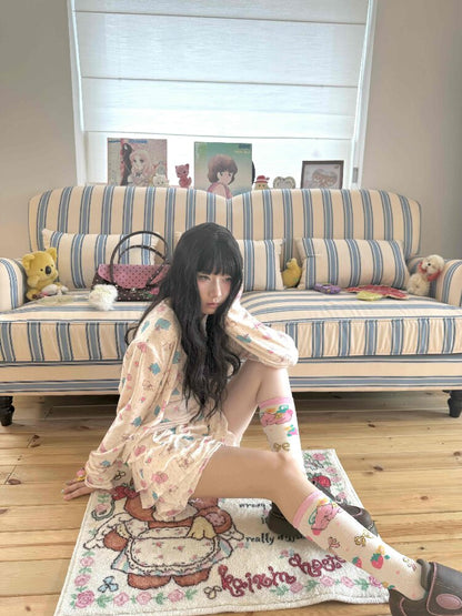 Cat Rose Print Cardigan Camisole Set【s0000017509】