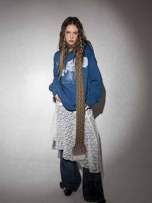 Fleece lining padded unisex hooded loose sweater【s0000005028】