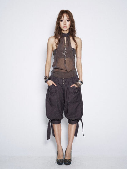 Melange Mesh Diamond Vest Top【s0000016678】