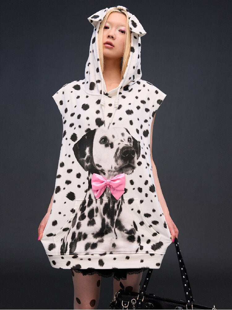 Dalmatian Print Sweatshirt Vest【s0000017293】