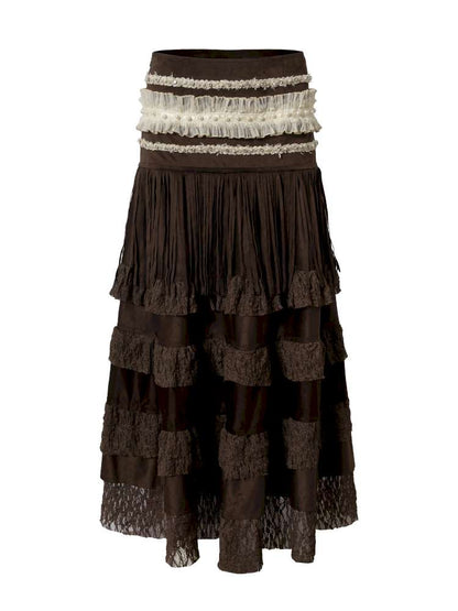 Lace Suede Fringe A-line Skirt【s0000014649】