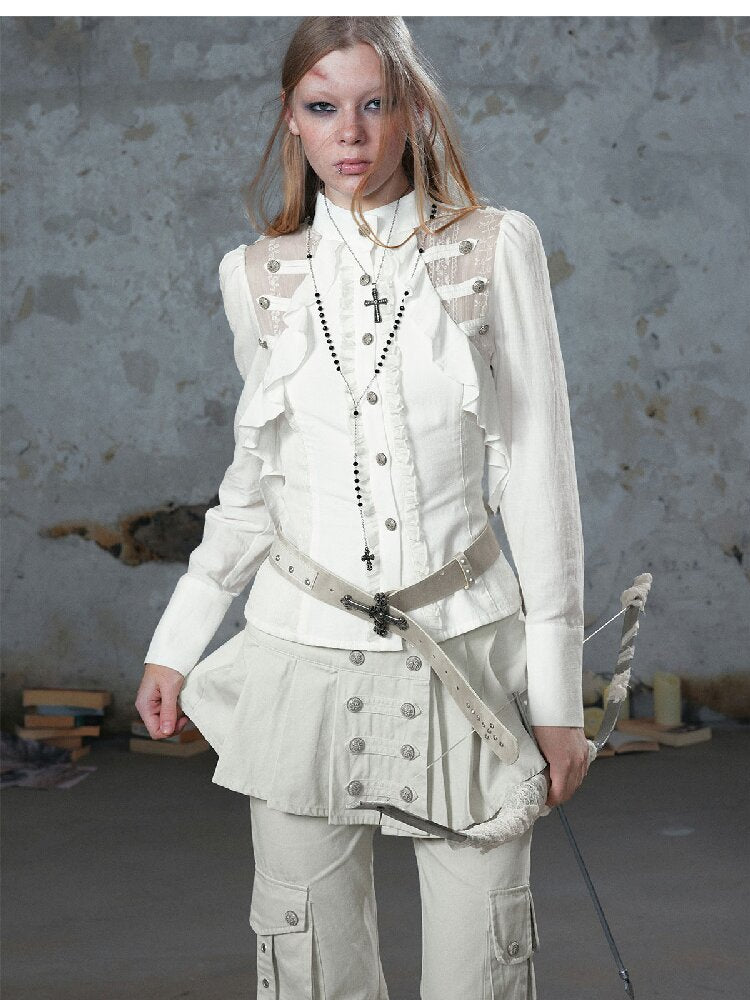 Napoleon Chiffon Patchwork Shirt【s0000018103】