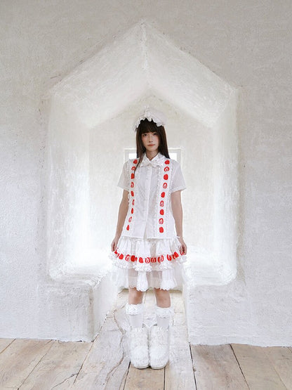 Cake Print Lace Bow Short Skirt【s0000018539】