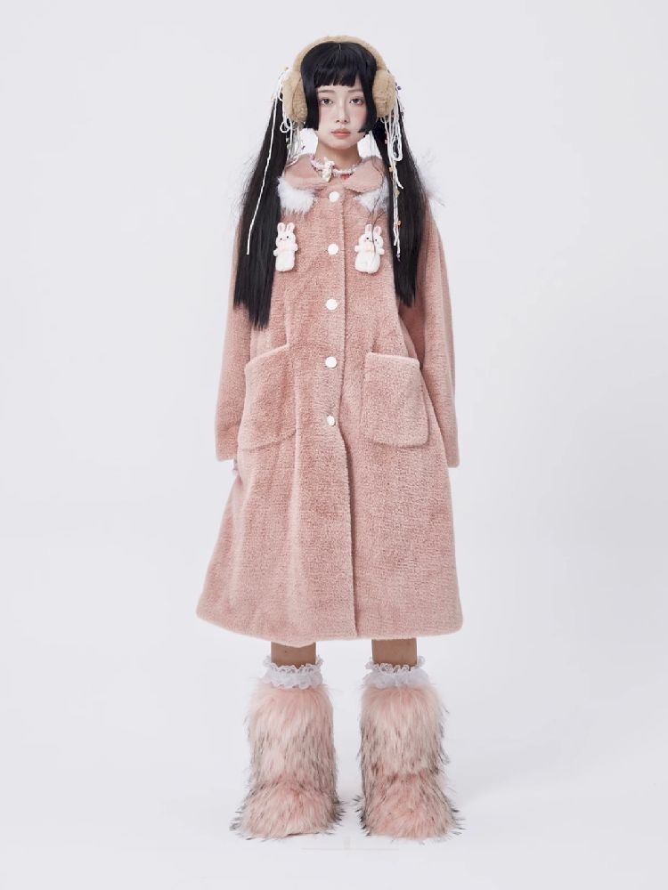 Retro Cute Rabbit Tweed Coat【s0000005585】