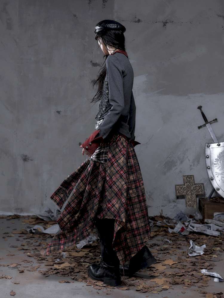 Patchwork Plaid Shirt Dress Skirt【s0000014473】