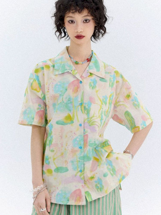 Full-print short-sleeved shirt【s0000012951】