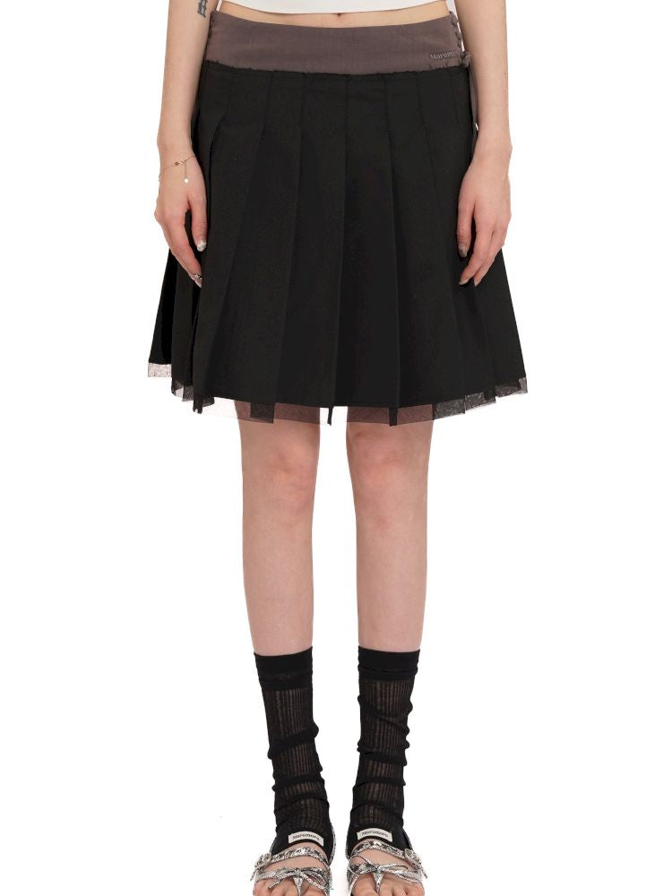 Hem Layered Mesh Pleated Skirt【s0000013431】