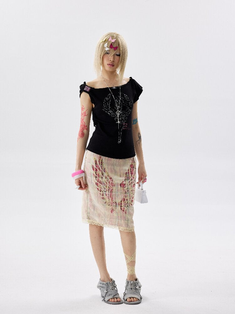 Single Shoulder Wrinkled T Shirt【s0000017639】
