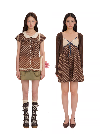 Splicing velvet webbing halter dress【s0000013450】