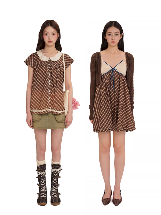 Splicing velvet webbing halter dress【s0000013450】