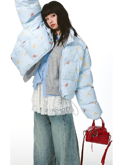 레트로 프린트 코튼 짧은 코트 [S0000011428]