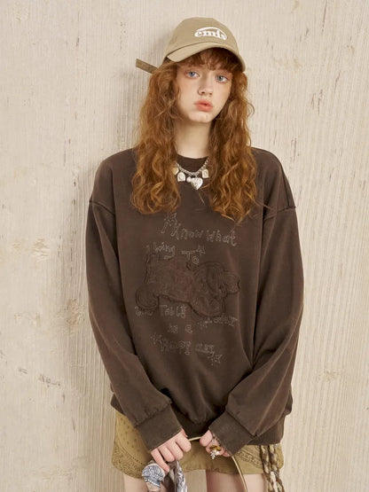 Oversized Long-Sleeve Pullover Sweatshirt【s0000014050】