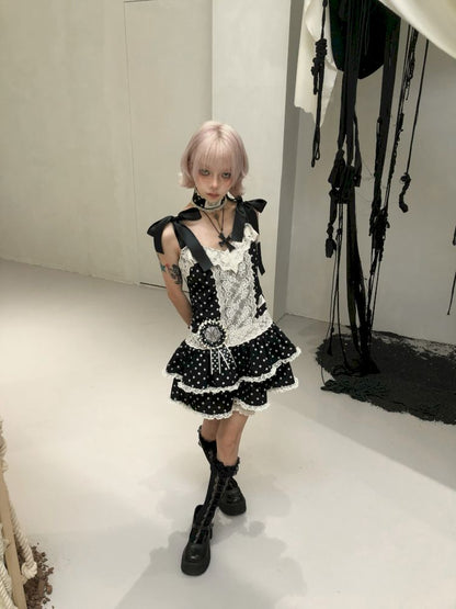 Lace Low Waist Halter Doll Dress【s0000013524】