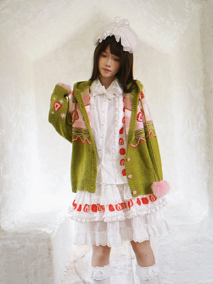 Strawberry Matcha Fair Isle Cardigan【s0000018535】