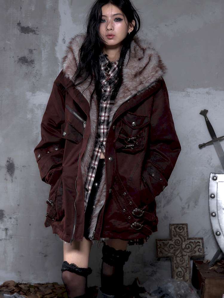 Mid-Length Fleece-Lined Cotton Jacket【s0000014475】