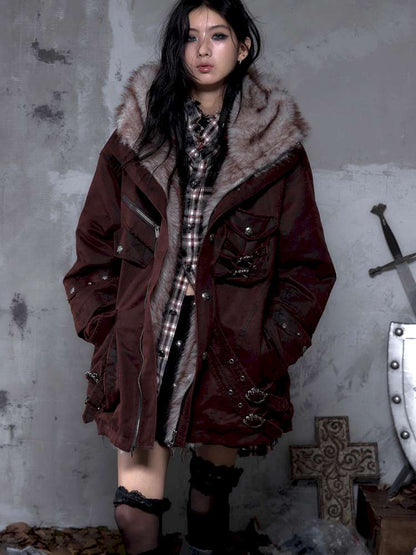 Mid-Length Fleece-Lined Cotton Jacket【s0000014475】