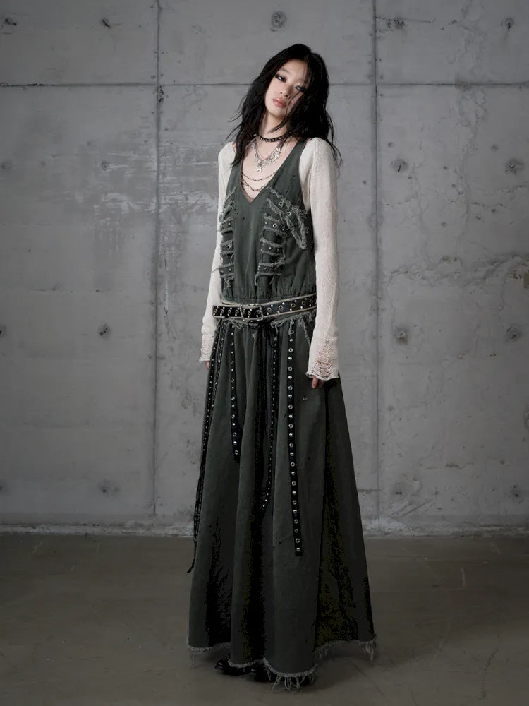 Workwear Vest-Style Maxi Dress【s0000013941】