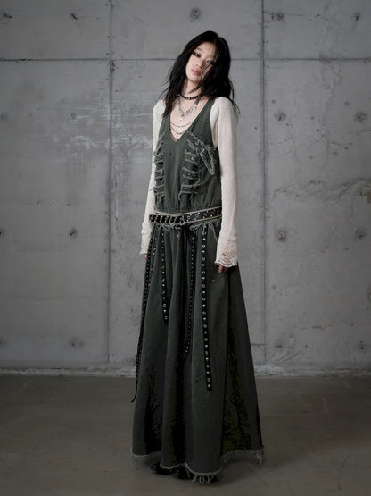 Workwear Vest-Style Maxi Dress【s0000013941】
