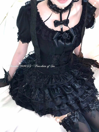 Black Lace Top And Skirt Set【s0000016391】
