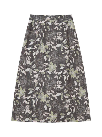 Brushed Print Flattering Mid-Length Skirt【s0000013989】