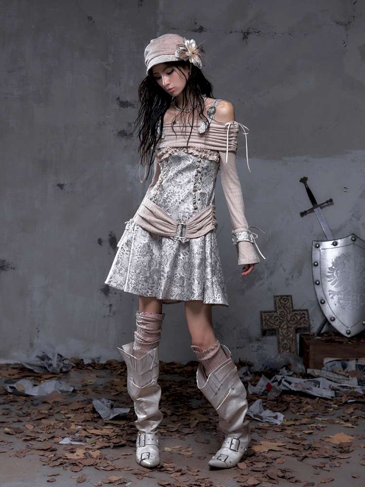 Vintage Punk Patchwork Knit Dress【s0000014651】