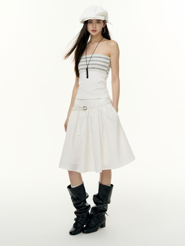 Striped bustier short skirt suit【s0000013740】