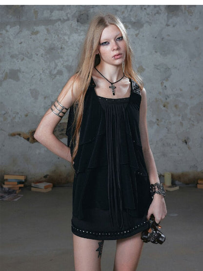 Ruffle Fringe Loose Faux Two-Piece Dress【s0000018099】