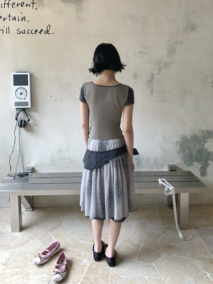 Leopard Polka Dot Patchwork T-Shirt【s0000018083】