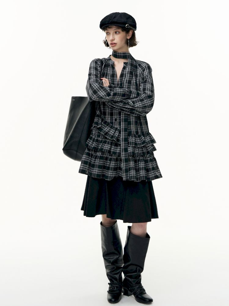 Plaid Ruffle Dress【s0000013739】