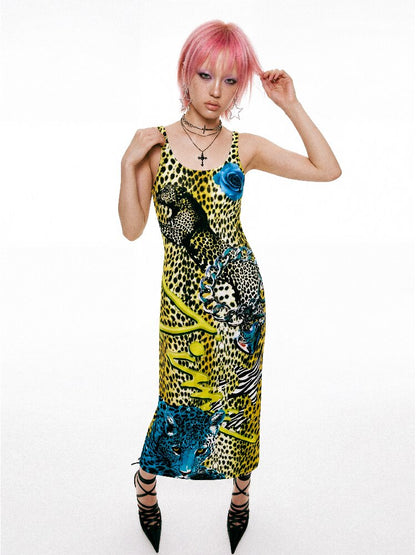 Vintage Leopard Print Fitted Dress【s0000017405】