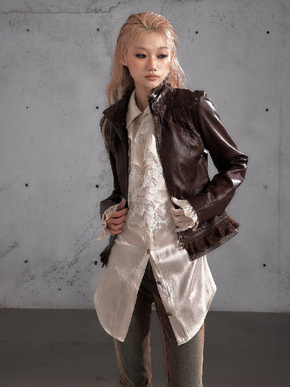 Riveted PU Leather Split Jacket【s0000019156】