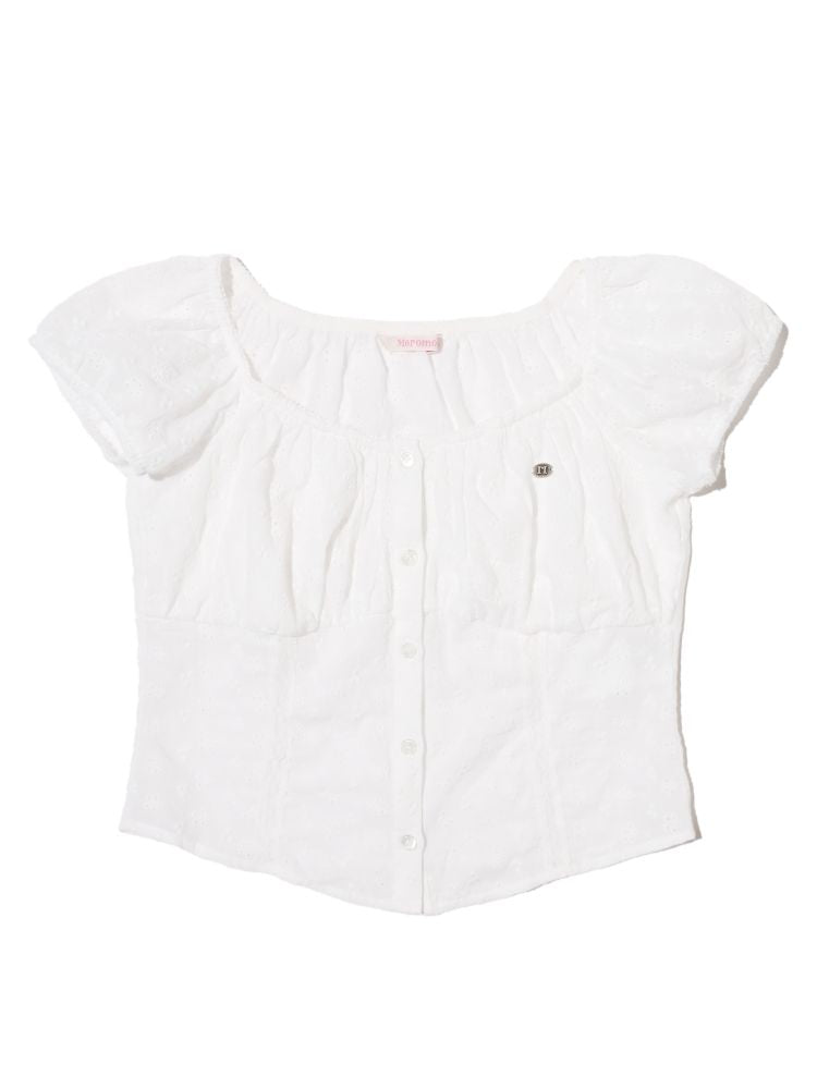 Stretch large neckline short-sleeved cardigan top【s0000013448】