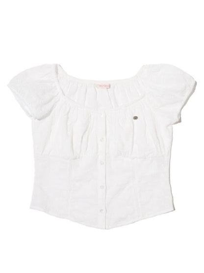 Stretch large neckline short-sleeved cardigan top【s0000013448】