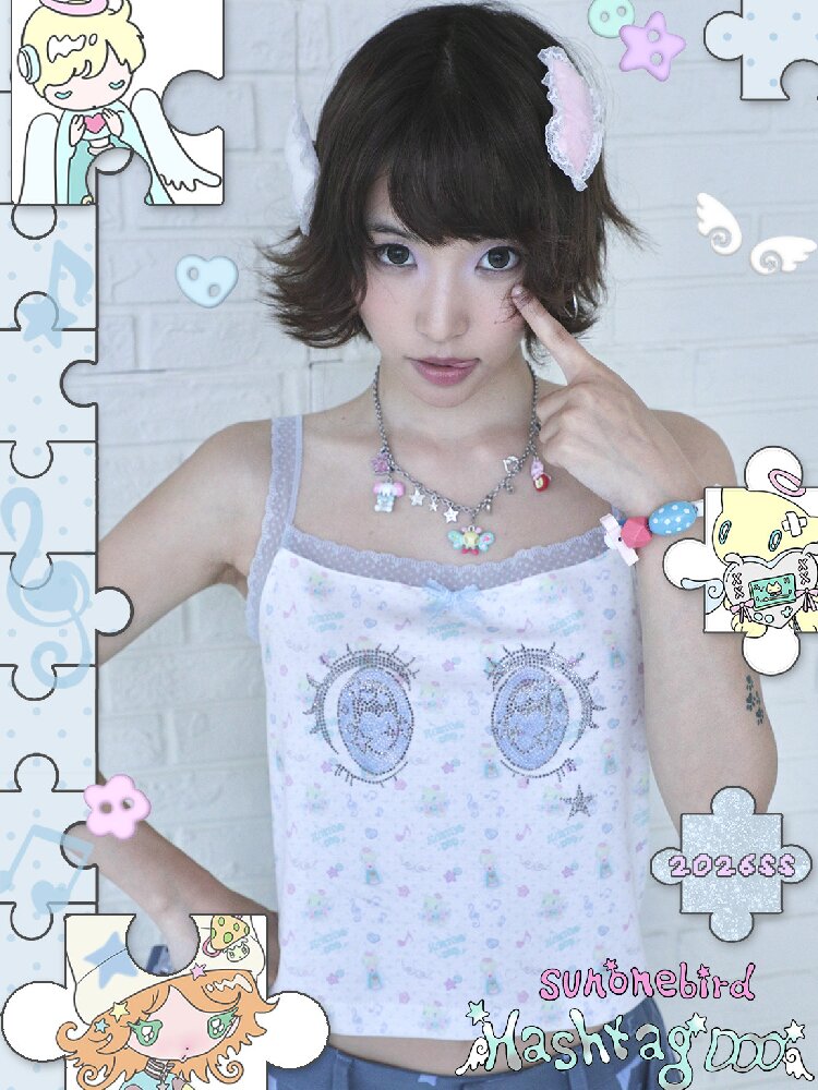 Playful Cartoon Eye Lace Camisole【s0000017475】